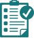 Icon of clipboard and tick mark.